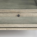 42" Gray and Black Glass and Metal Square Coffee Table With Shelf