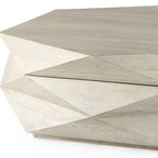 48" Natural Solid Wood Hexagon Lift Top Solid Coffee Table