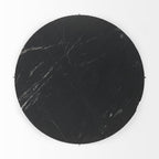 48" Black and Gold Genuine Marble and Iron Round Coffee Table