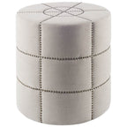 20" Cream Fabric Tufted Round Footstool