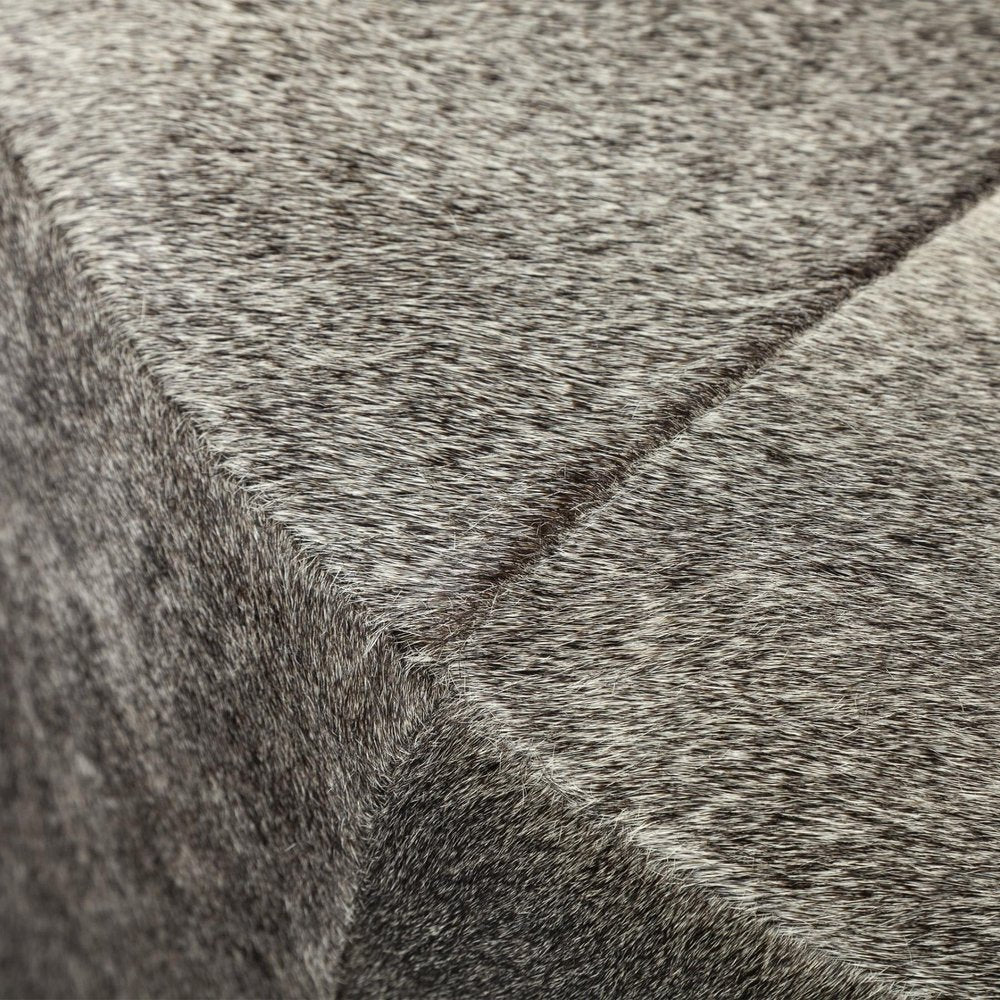 20" Gray Wool And Brown Footstool Ottoman