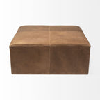 36" Brown Genuine Leather Cube Ottoman