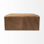 36" Brown Genuine Leather Cube Ottoman