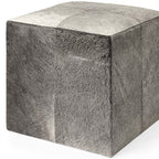 20" Gray Fabric and Wool Cube Ottoman