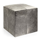 20" Gray Fabric and Wool Cube Ottoman