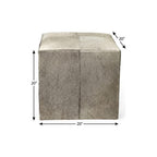 20" Gray Fabric and Wool Cube Ottoman