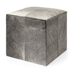 20" Gray Fabric and Wool Cube Ottoman