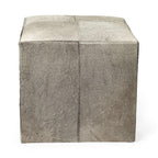 20" Gray Fabric and Wool Cube Ottoman
