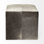 20" Gray Fabric and Wool Cube Ottoman