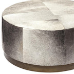 36" Gray Wool And Brown Footstool Ottoman