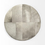 36" Gray Wool And Brown Footstool Ottoman
