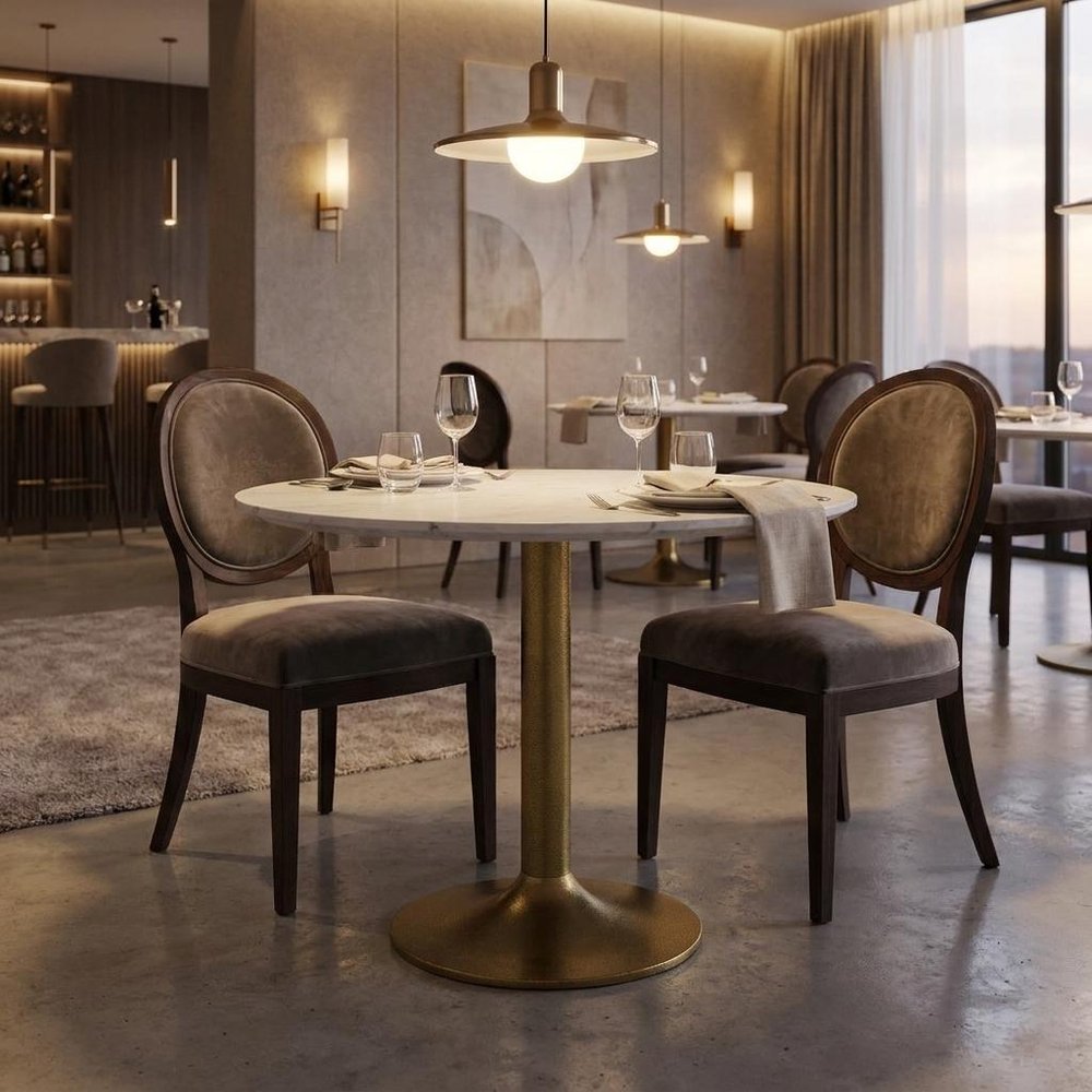 Marble and Aluminum Dining Table