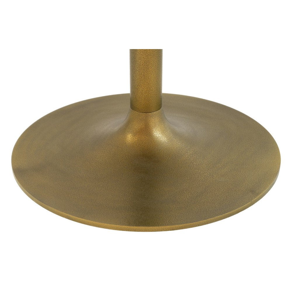 47" White and Gold Marble and Steel Pedestal Base Round Top Dining Table
