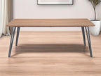 79" Brown and Gray Wood and Steel Dining Table