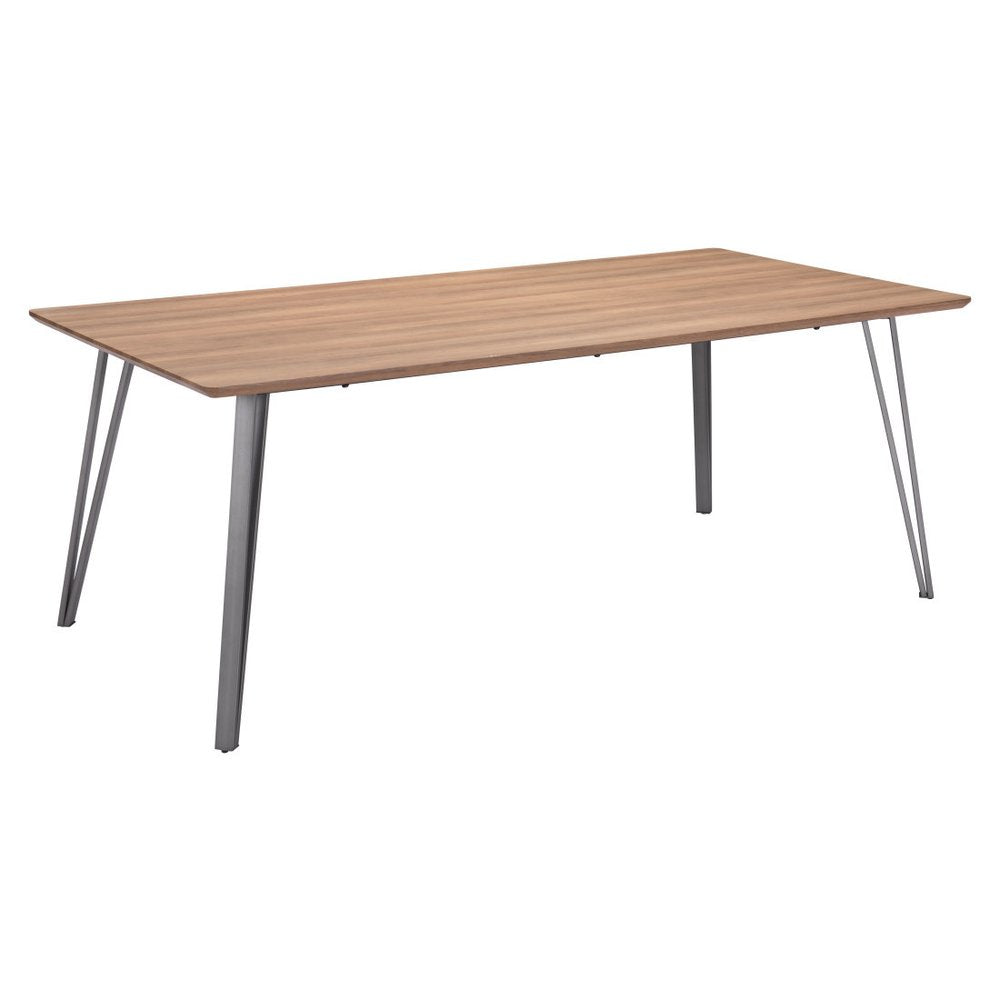 79" Brown and Gray Wood and Steel Dining Table