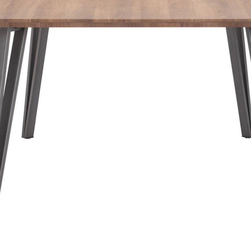 79" Brown and Gray Wood and Steel Dining Table
