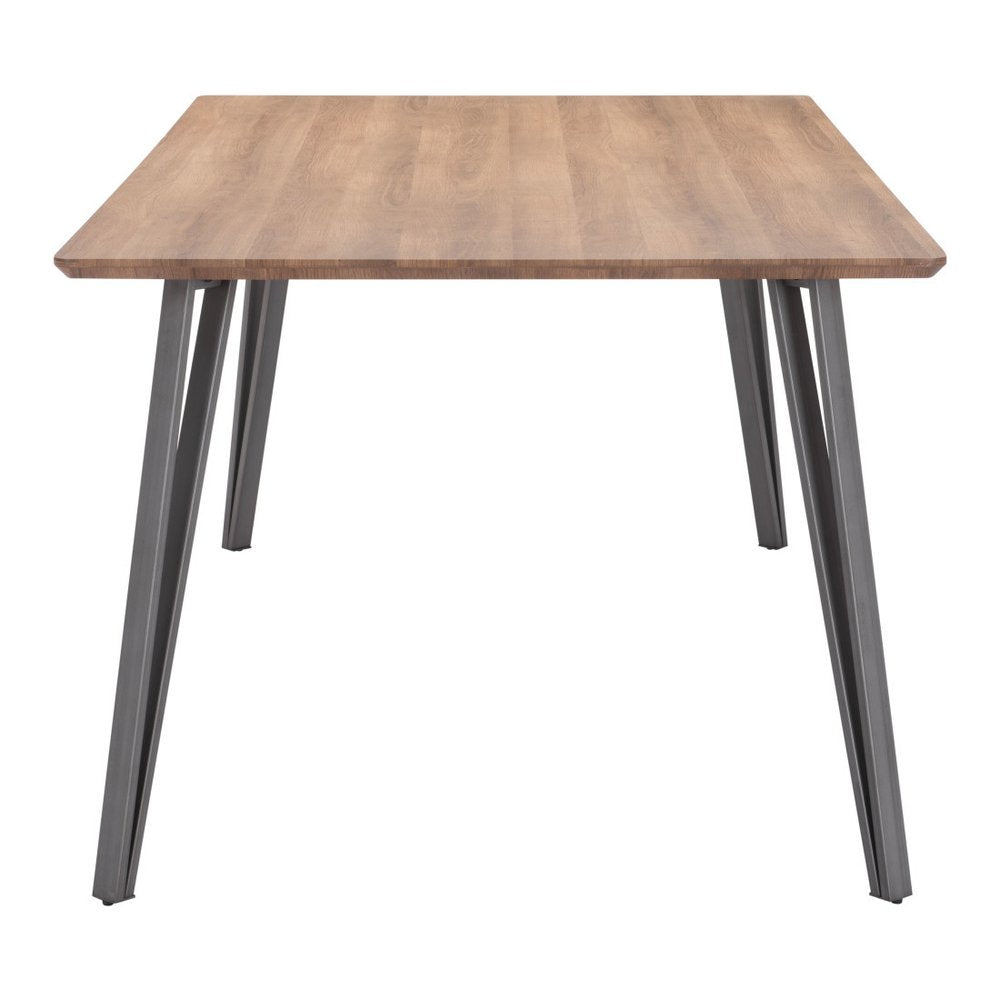79" Brown and Gray Wood and Steel Dining Table