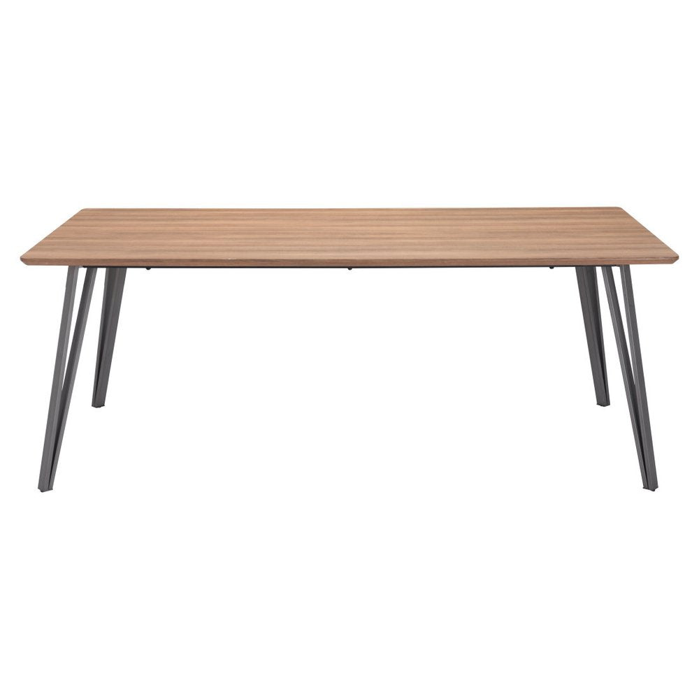 79" Brown and Gray Wood and Steel Dining Table