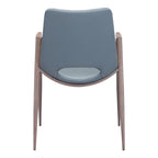 Set of Two Brown And Walnut Faux Leather And Wood And Steel Dining Arm Chairs