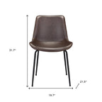 Set of Two Brown And Black Upholstered Faux Leather Dining Side Chairs