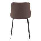 Set of Two Brown And Black Upholstered Faux Leather Dining Side Chairs