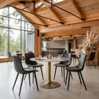 Set of Two Brown Vintage Look Faux Leather Slight Scoop Dining Chairs
