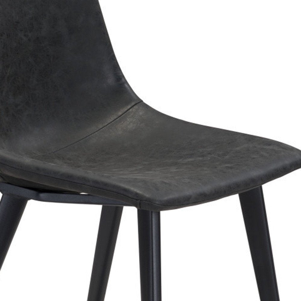 Set of Two Brown Vintage Look Faux Leather Slight Scoop Dining Chairs