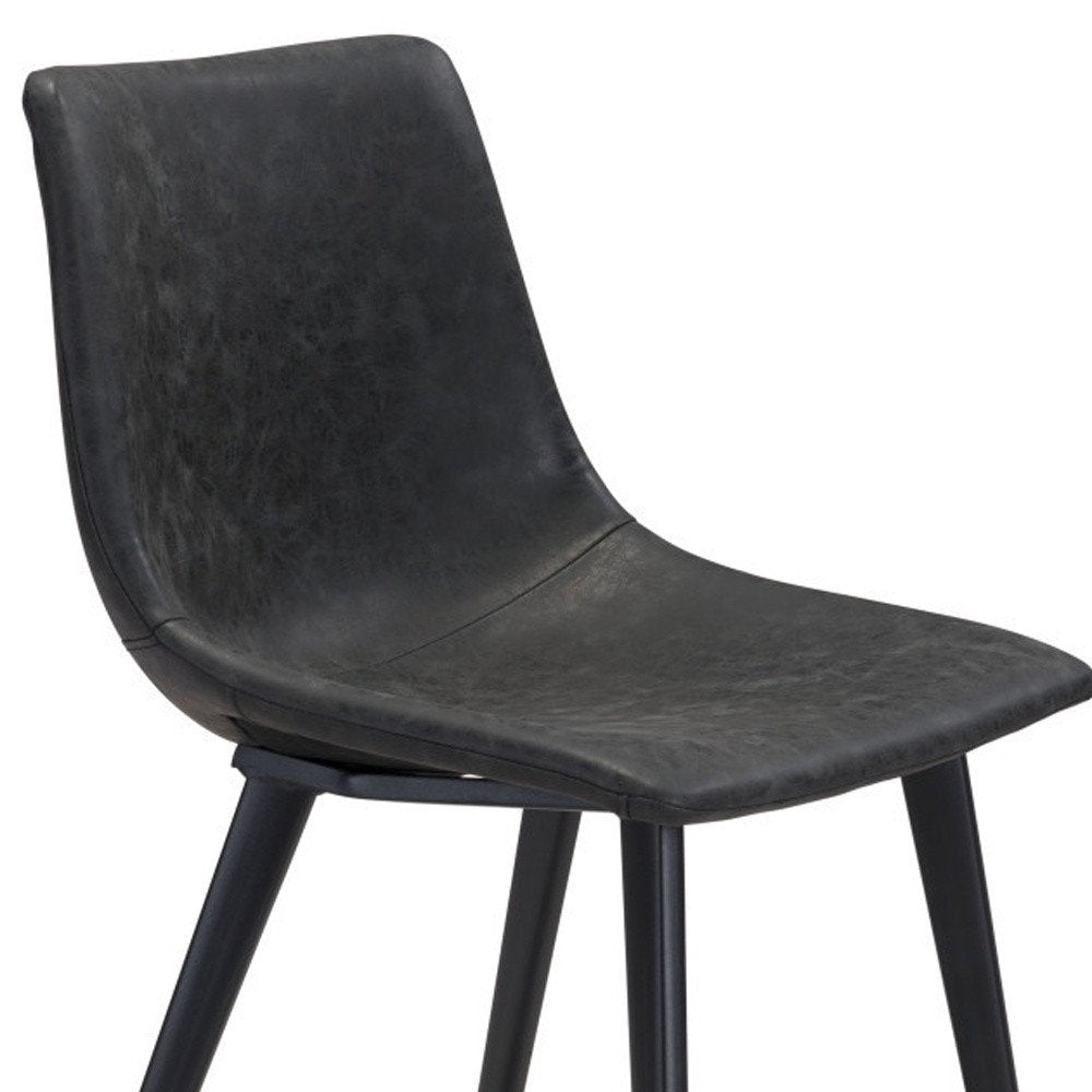 Set of Two Brown Vintage Look Faux Leather Slight Scoop Dining Chairs