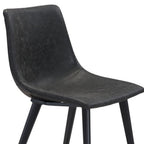Set of Two Brown Vintage Look Faux Leather Slight Scoop Dining Chairs