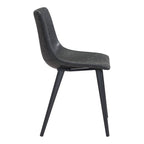 Set of Two Brown Vintage Look Faux Leather Slight Scoop Dining Chairs