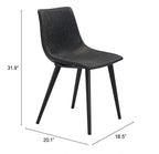 Set of Two Brown Vintage Look Faux Leather Slight Scoop Dining Chairs