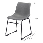Set of Two Charcoal and Black Upholstered Velvet Dining Side chairs