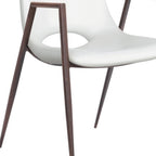 Set of Two Brown And Walnut Faux Leather And Wood And Steel Dining Arm Chairs