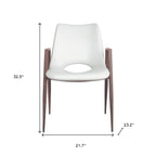 Set of Two Brown And Walnut Faux Leather And Wood And Steel Dining Arm Chairs