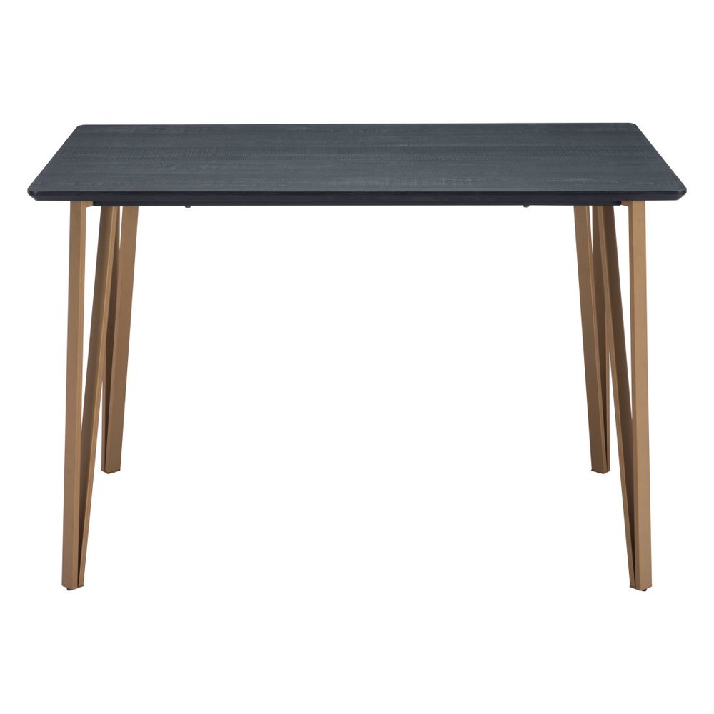 55" Black And Gold Wood And Steel Counter Height Dining Table