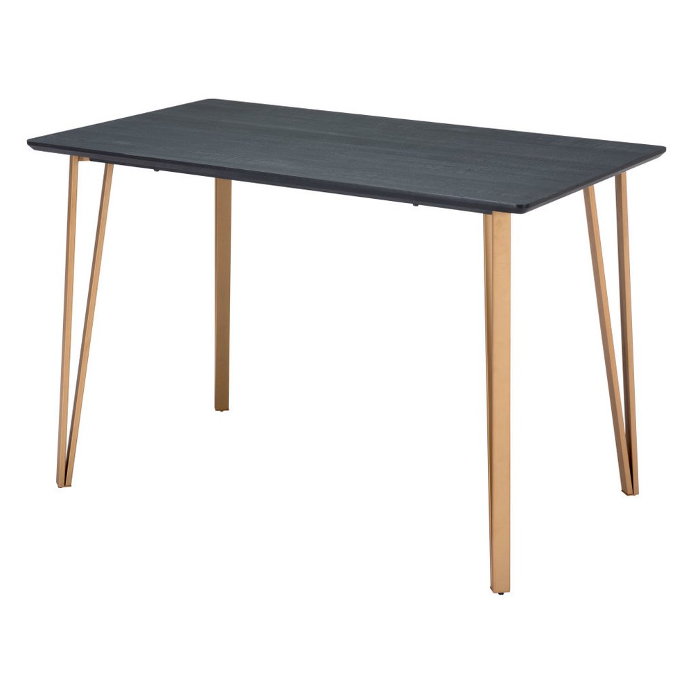 55" Black And Gold Wood And Steel Counter Height Dining Table