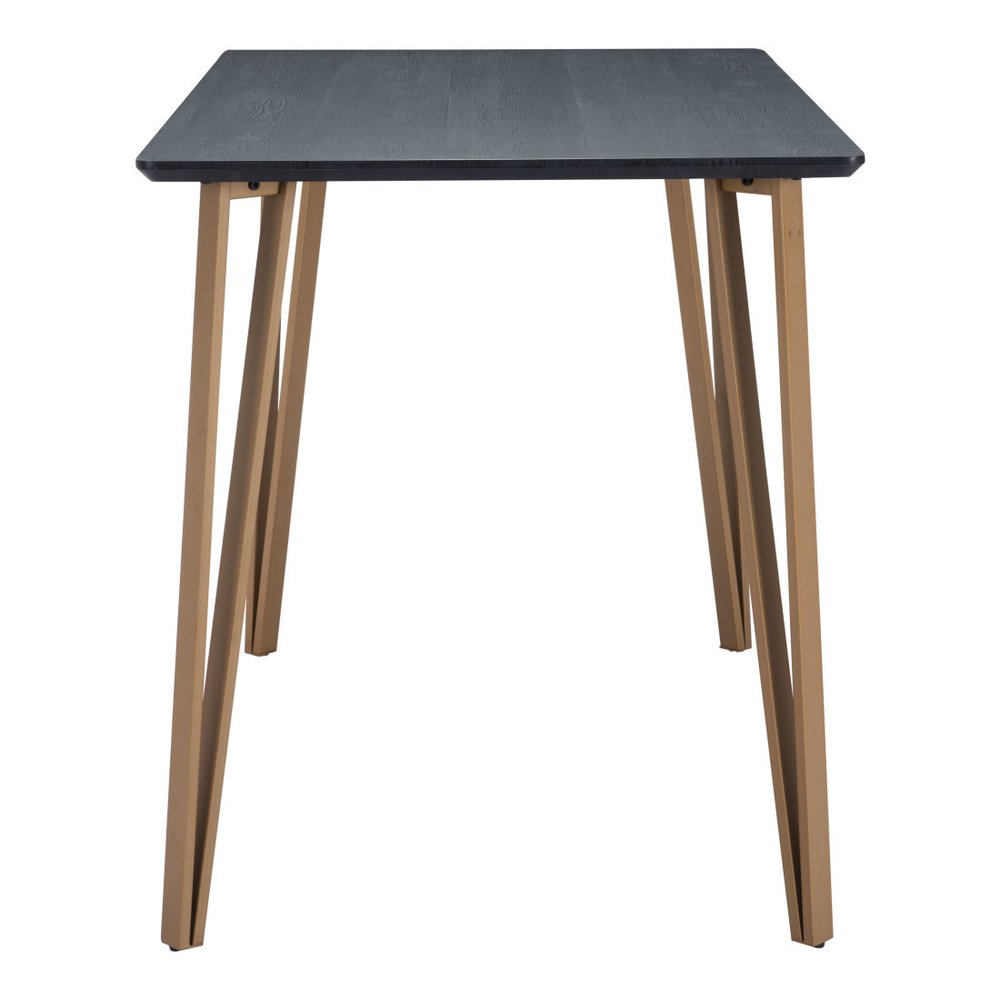 55" Black And Gold Wood And Steel Counter Height Dining Table