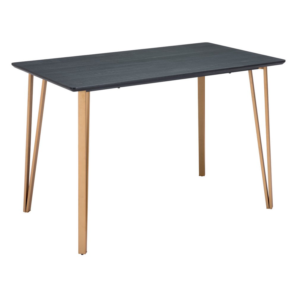 55" Black And Gold Wood And Steel Counter Height Dining Table