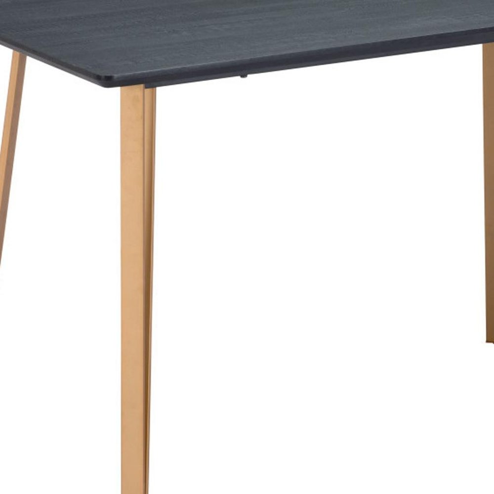 55" Black And Gold Wood And Steel Counter Height Dining Table
