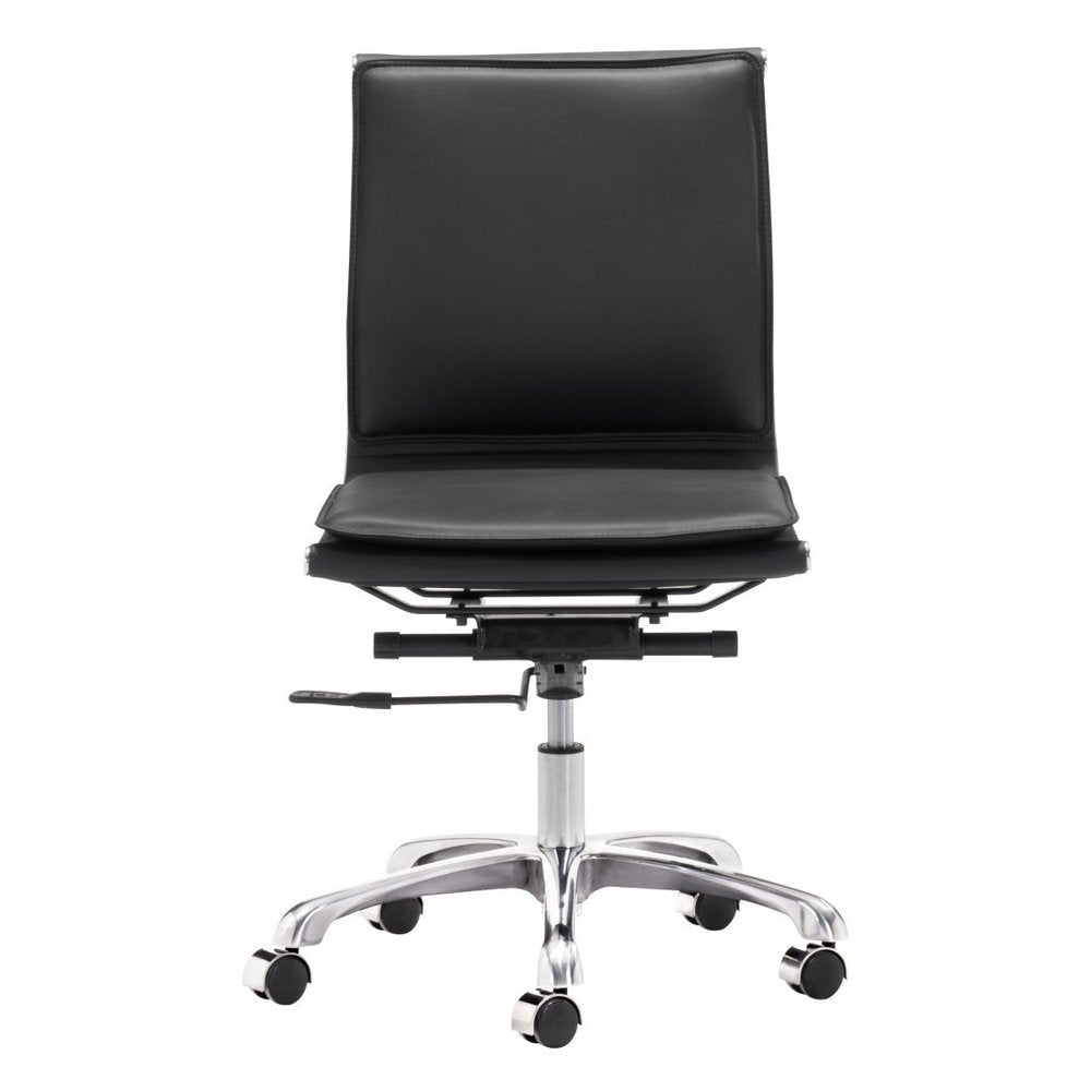 Black and Silver Adjustable Swivel Faux Leather Rolling Executive Office Chair