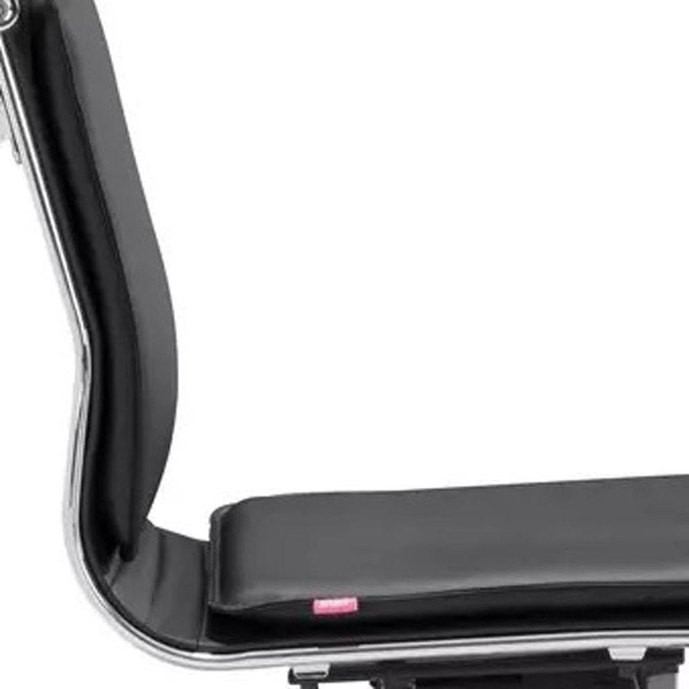 Black and Silver Adjustable Swivel Faux Leather Rolling Executive Office Chair