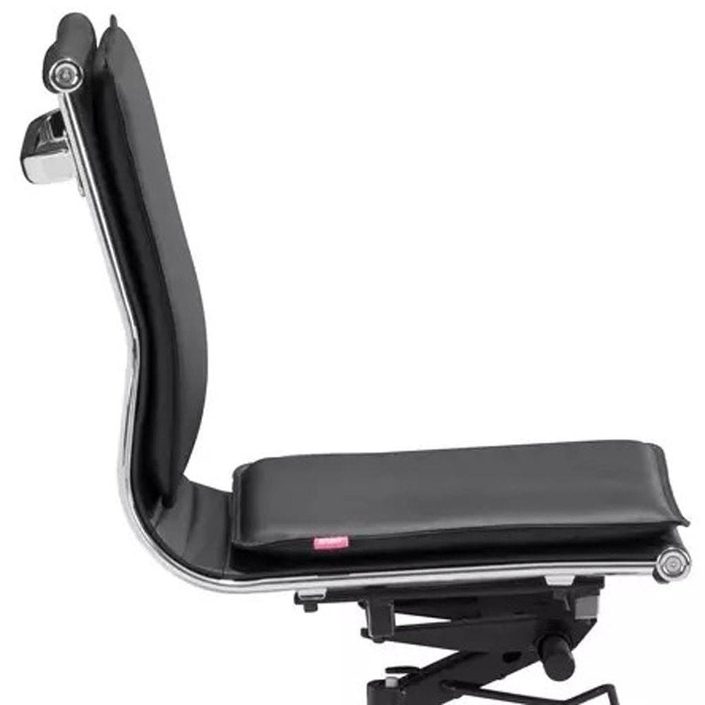 Black and Silver Adjustable Swivel Faux Leather Rolling Executive Office Chair