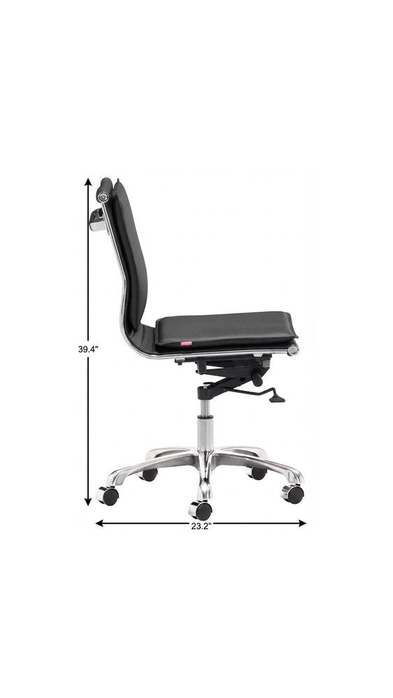Black and Silver Adjustable Swivel Faux Leather Rolling Executive Office Chair