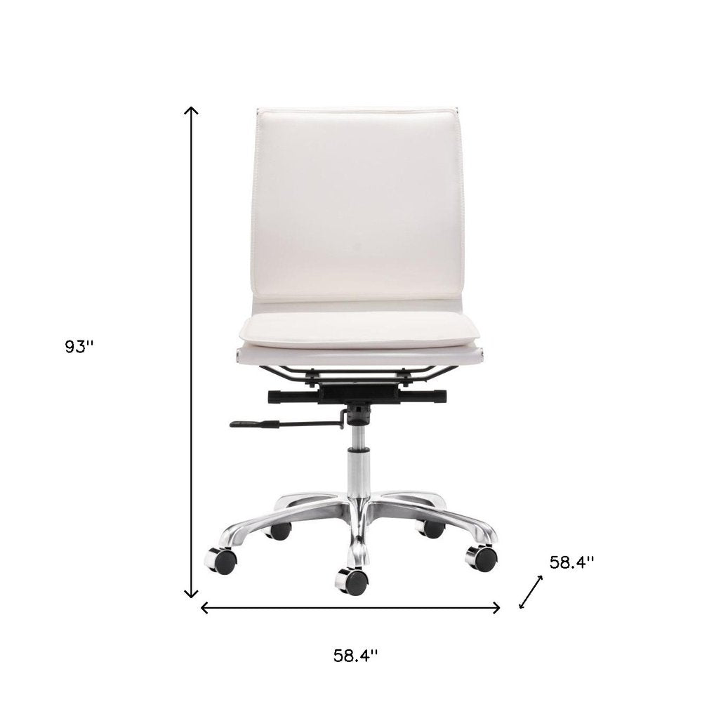 Black and Silver Adjustable Swivel Faux Leather Rolling Executive Office Chair