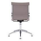 Taupe and Silver Swivel Faux Leather Conference Office Chair