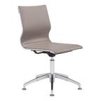 Taupe and Silver Swivel Faux Leather Conference Office Chair