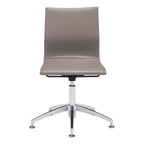 Taupe and Silver Swivel Faux Leather Conference Office Chair