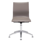 Taupe and Silver Swivel Faux Leather Conference Office Chair