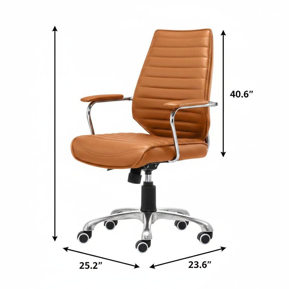 Orange and Silver Adjustable Swivel Faux Leather Rolling Executive Office Chair