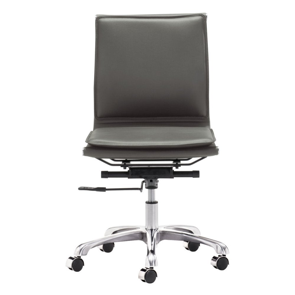 Black and Silver Adjustable Swivel Faux Leather Rolling Executive Office Chair